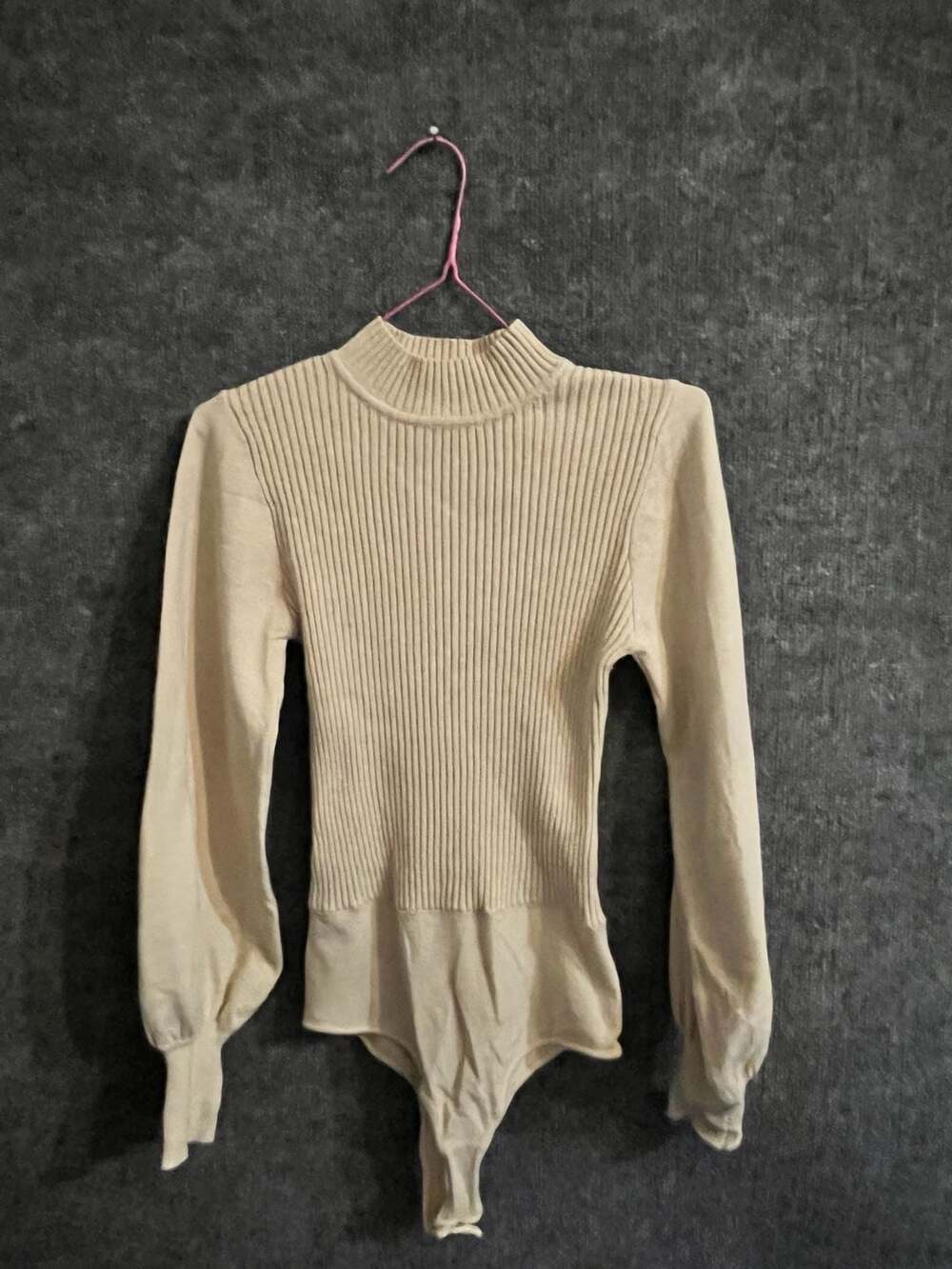 Promesa Ribbed Turtleneck Bodysuit Size S Open Back 002-69